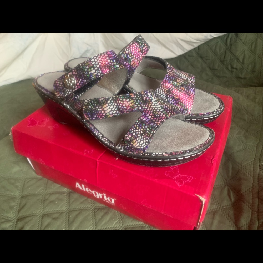 Algeria Loti Rainbow Snakeskin Sandals Size 40